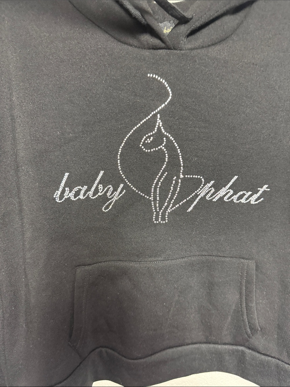 Baby Phat Cropped Black Hoodie with Logo Sz Med - Picture 8 of 12